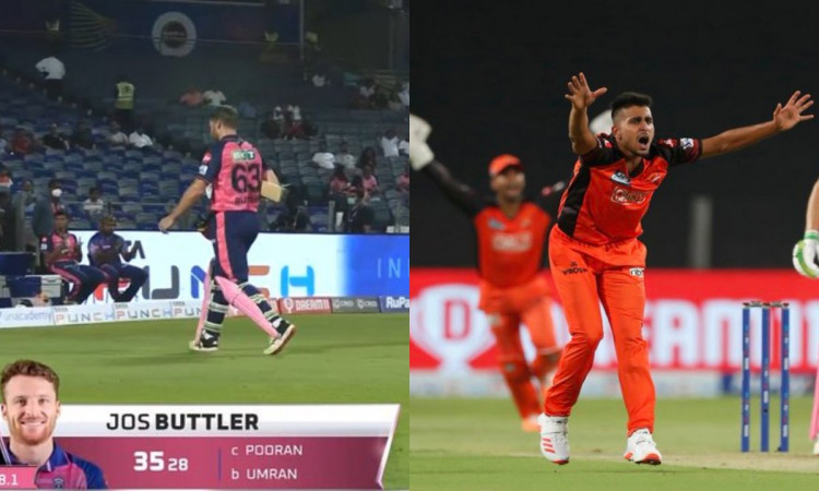 Cricket Image for VIDEO : उमरान की आग उगलती गेंद नहीं झेल पाए बटलर, युवा खिलाड़ी ने भेजा पवेलियन