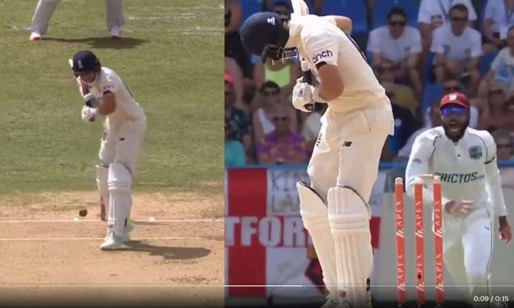 Cricket Image for VIDEO: बॉल छोड़ने के चक्कर में बोल्ड हो गए जो रूट, केमार रोच की इन स्विंग डिलीवरी 