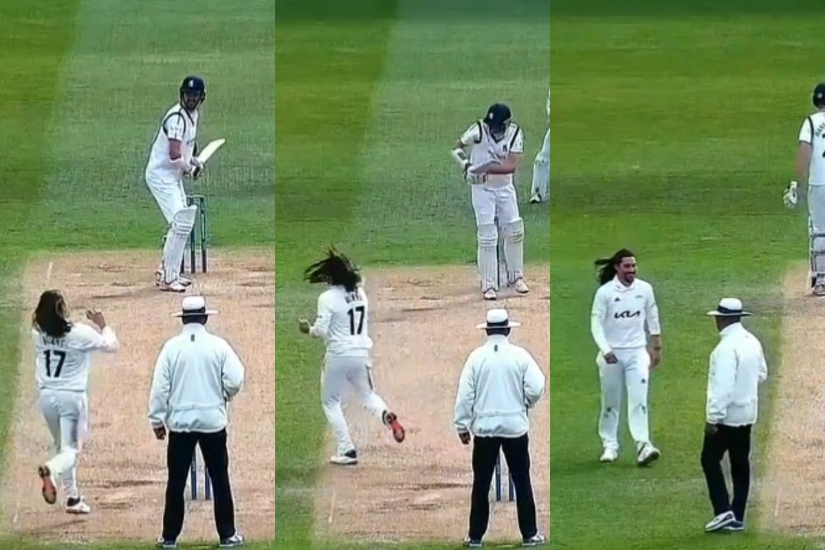 County Championship Rory Burns flaunt his long hair like MS Dhoni - रोरी बर्न्स ने लहराती जुल्फों के साथ की गेंदबाजी, दिलाई 2006 वाले धोनी की याद, देखें VIDEO County Championship Rory Burns flaunt his long hair like MS Dhoni - रोरी बर्न्स ने लहराती जुल्फों के साथ की गेंदबाजी, दिलाई 2006 वाले धोनी की याद, देखें VIDEO