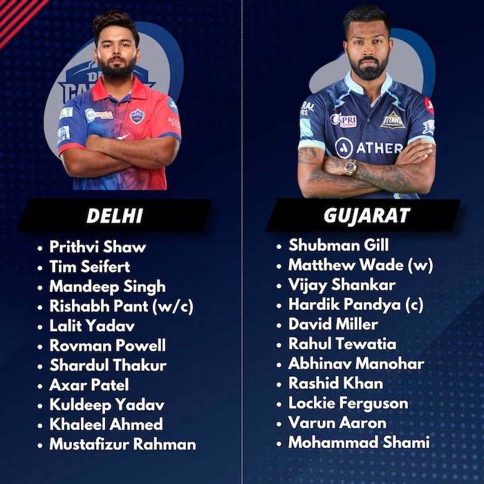 Gujarat v Delhi Playing XI