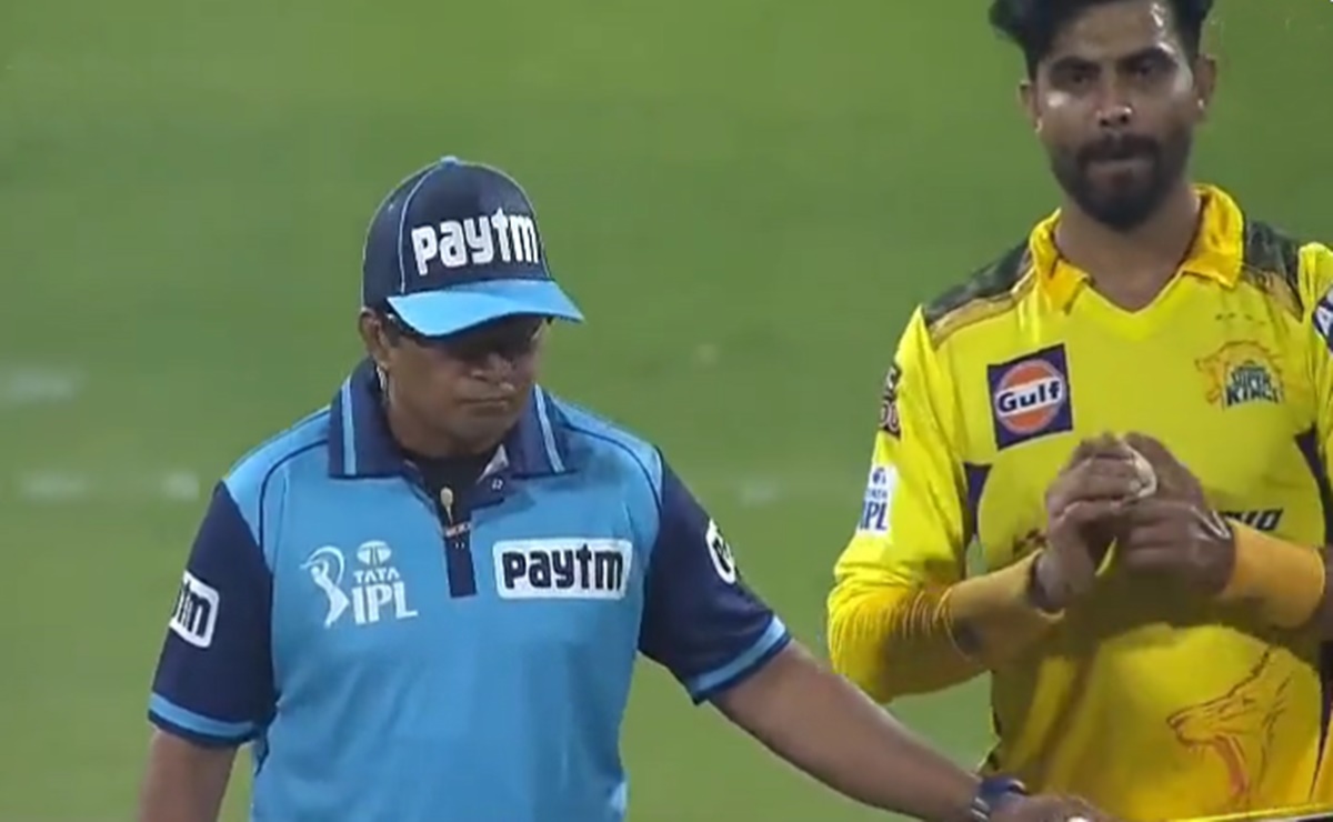 Cricket Image for Ipl 2022 Csk Skipper Ravindra Jadeja Pushed Back By Umpire Watch Video