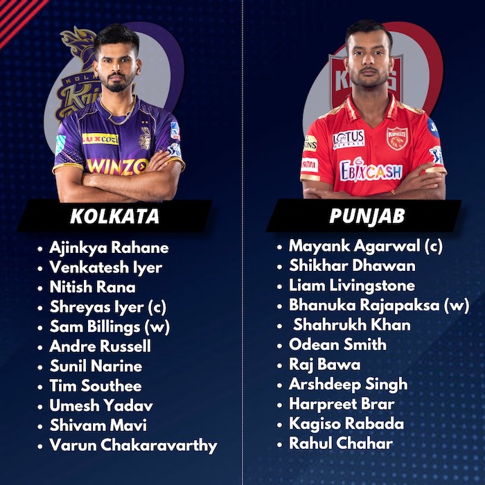 Kolkata v Punjab Playing XI