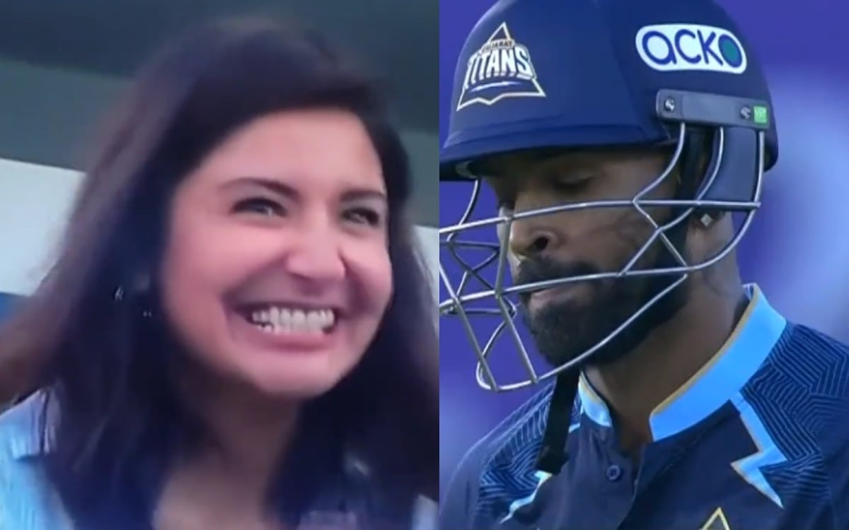 Cricket Image for Virat Kohli Wife Bollywood Actress Anushka Sharma Reaction On Hardik Pandya Wicket