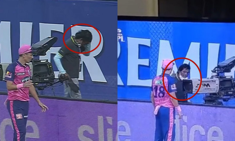 Cricket Image for VIDEO : कैमरामैन के सिर पर लगी बॉल, लेकिन बाल भी नहीं हुआ बांका