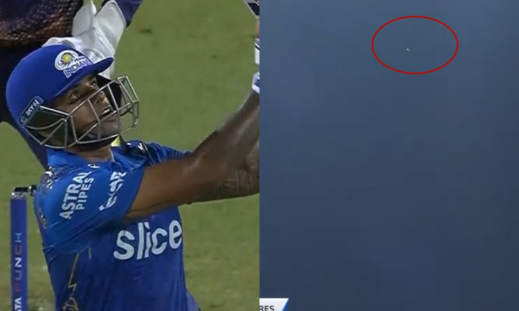 Cricket Image for VIDEO : सूर्या ने गेंद को बनाया तारा, गगनचुंबी छक्का जड़कर तोड़ा नारायण का घमंड