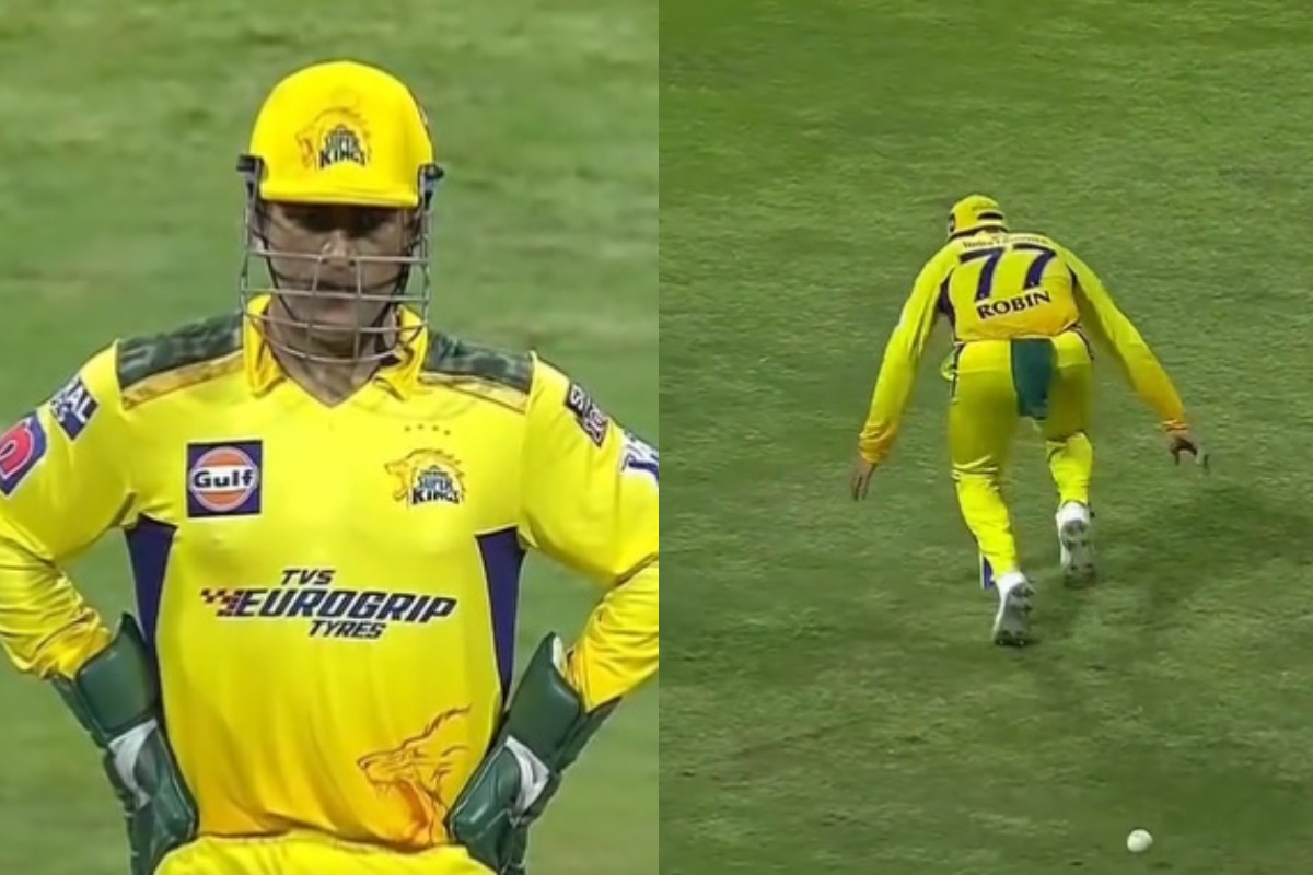 Cricket Image for Csk Vs Mi Ipl 2022 Ms Dhoni Reaction To Robin Uthappa Poor Fielding 