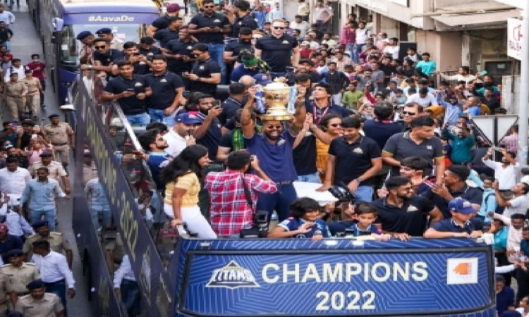 Gujarat Titans Celebrate IPL 2022 Triumph With A Roadshow In Ahmedabad