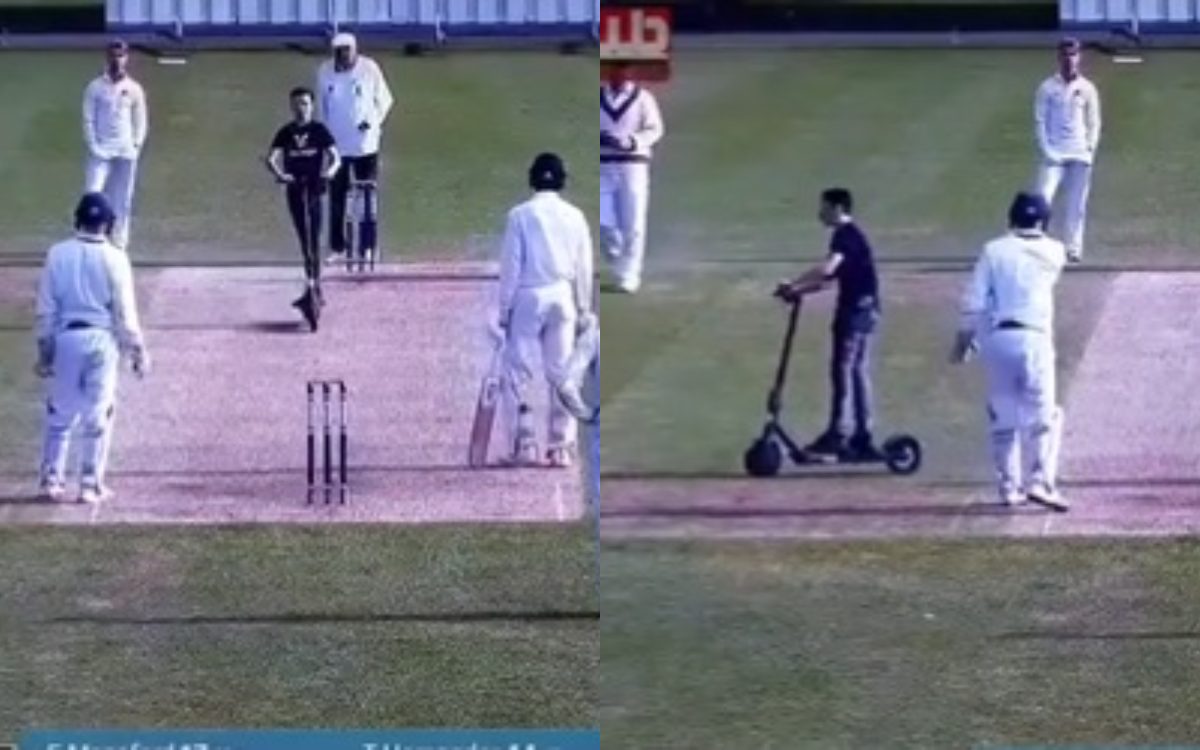 Cricket Image for VIDEO : पिच पर स्कूटर लेकर घुसा बच्चा, नहीं देखा होगा ऐसा अजीबोगरीब नज़ारा