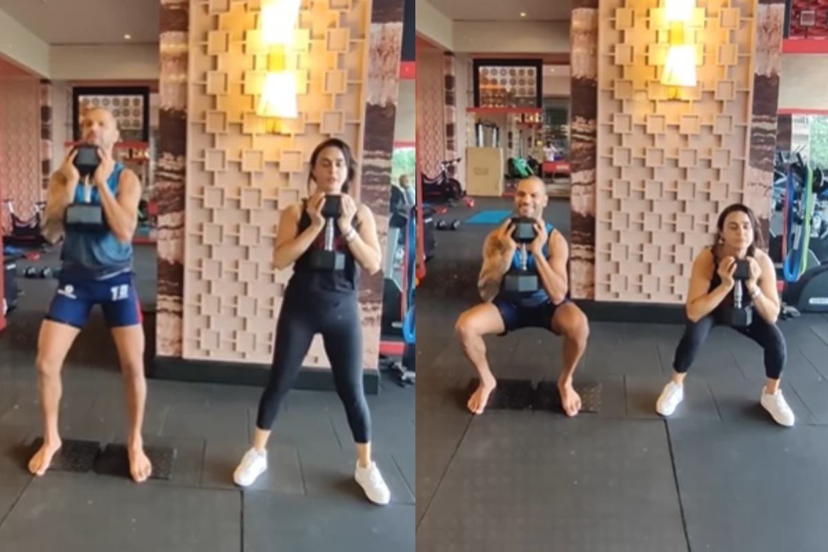 Cricket Image for Punjab Kings Owner Preity Zinta Workout Video With Shikhar Dhawan