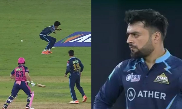 Cricket Image for VIDEO : साईं किशोर ने छोड़ा आसान चौका, राशिद खान ने दिखाई आंख