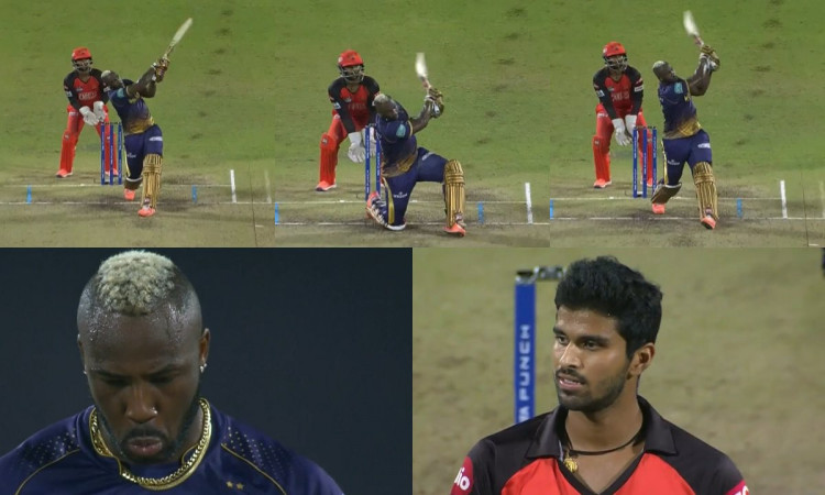 Cricket Image for 6,6,6 - Russell Takes On Sundar For 20 Runs In The Last Over, Watch Video Here