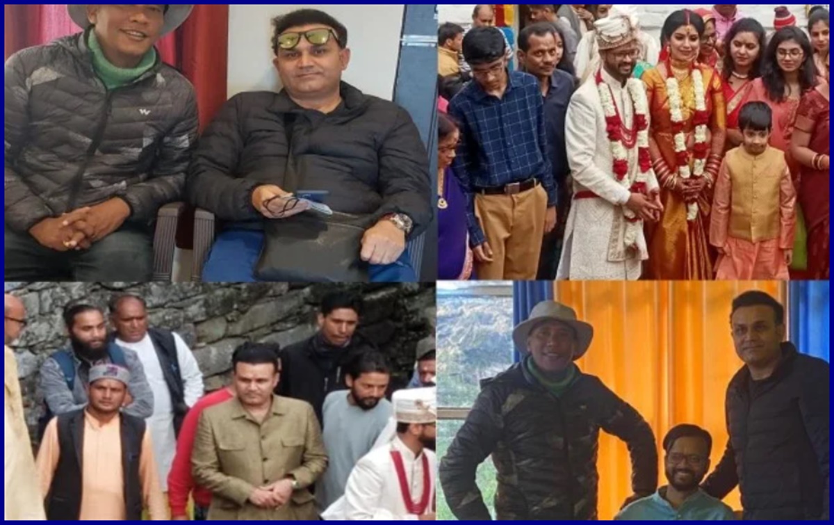 Cricket Image for Virender Sehwag In Triyuginarayan Temple To Attend Manager Wedding