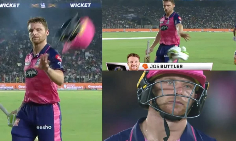 GT vs RR: Watch – Jos Buttler Throws His Helmet & Gloves Near The Rajasthan Dugout After Being Dismi