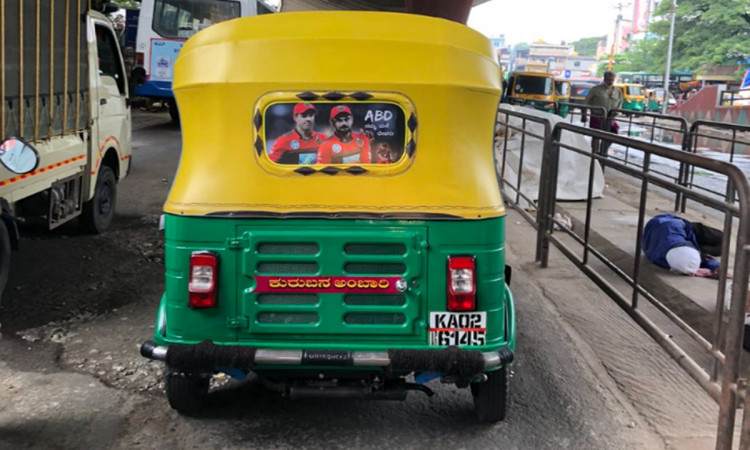 Cricket Image for AB De Villiers And Virat Kohli photo On Back View Of An Auto Rickshaw In Bengaluru
