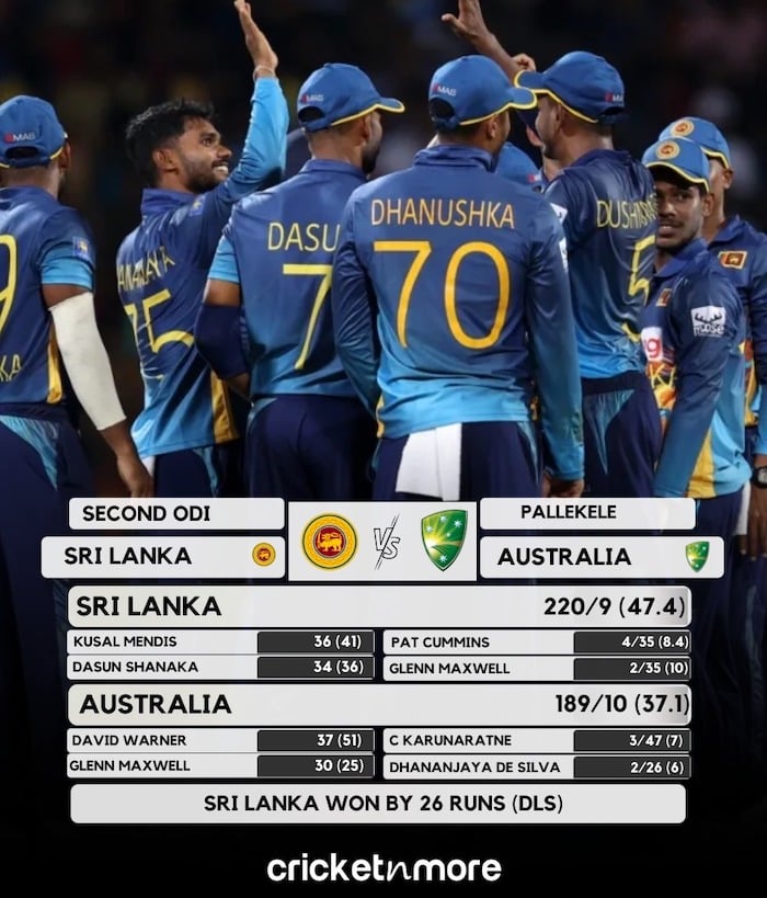 Sri Lanka Beat Australia By 26 Runs In 2nd ODI