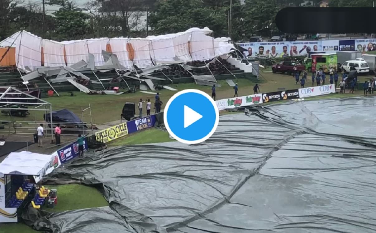 SL vs AUS: श्रीलंका-ऑस्ट्रेलिया के टेस्ट में मौसम ने मचाई तबाही, आंधी में उड़ गया पूरा स्टैंड, देखें