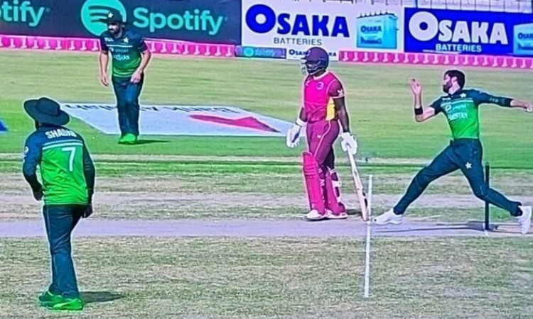 Cricket Image for Pakistan Vs West Indies Foul With Kyle Meyers On Shaheen Afridi Bowling
