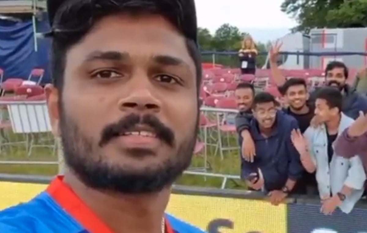 Cricket Image for Sanju Samson Took Phone To The Fan And Took Selfie