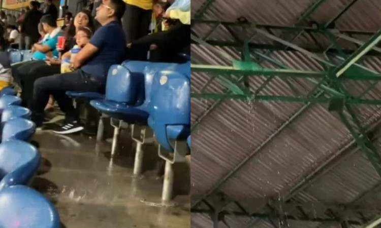 Cricket Image for VIDEO : अमीर बोर्ड की छलकी गरीबी, स्टेडियम की छत से टपाटप टपका पानी तो भड़के फैंस