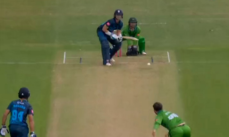 Cricket Image for WATCH: Batter Scores A Boundary Of The Back Of The Bat In T20 Blast 