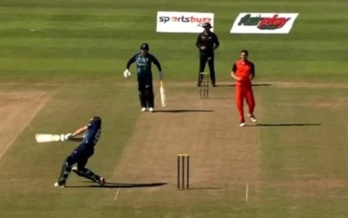Cricket Image for VIDEO : दो टप्पे वाली बॉल पर बटलर ने लगाया गगनचुंबी छक्का