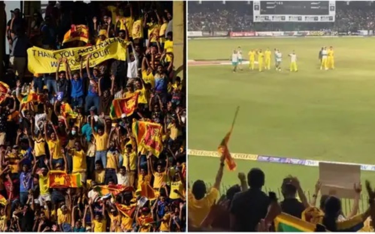 Cricket Image for VIDEO : श्रीलंका में गूंजा 'ऑस्ट्रेलिया-ऑस्ट्रेलिया', फैंस ने बांध दिया समां