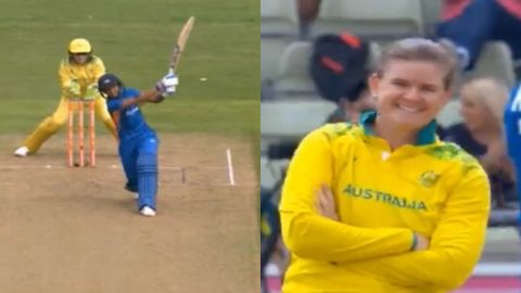 Cricket Image for IND vs AUS Harmanpreet Kaur brilliant six against Jess Jonassen bowling