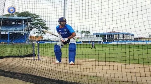 Cricket Image for Ind Vs Wi 1st T20i Rohit Sharma Warmed Up Shared By Bcci 