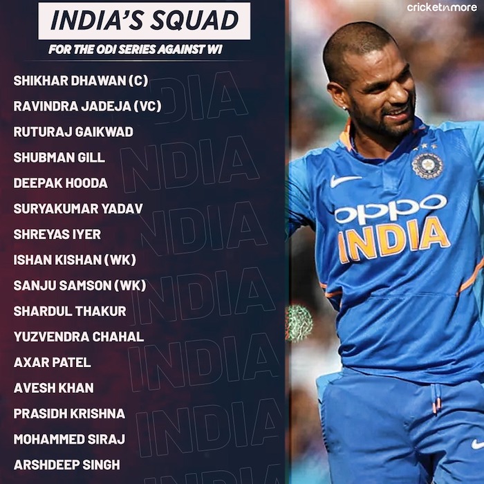 India ODI Squad For West Indies Series