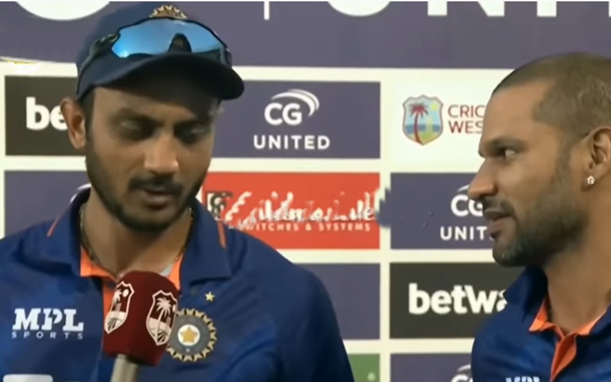 Cricket Image for India Vs West Indies Axar Patel Told Shikhar Dhawan To Help Him For Translation