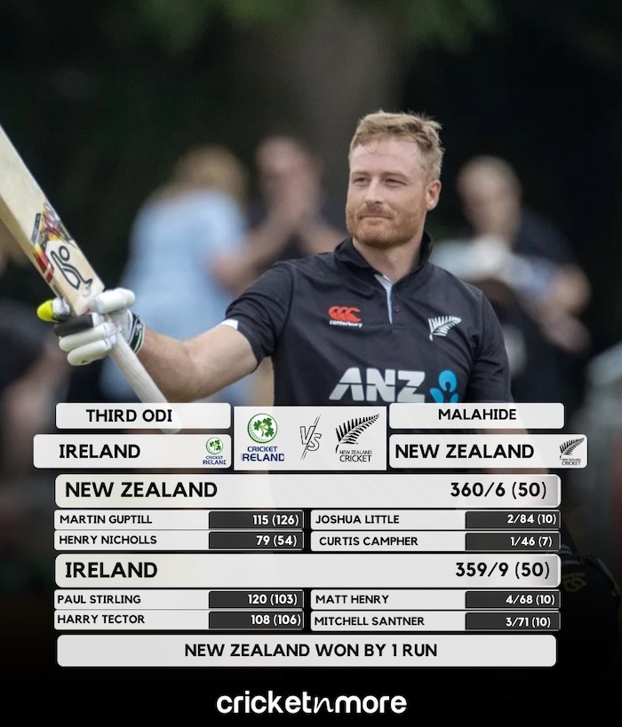 New Zealand Beat Ireland By 1 Run