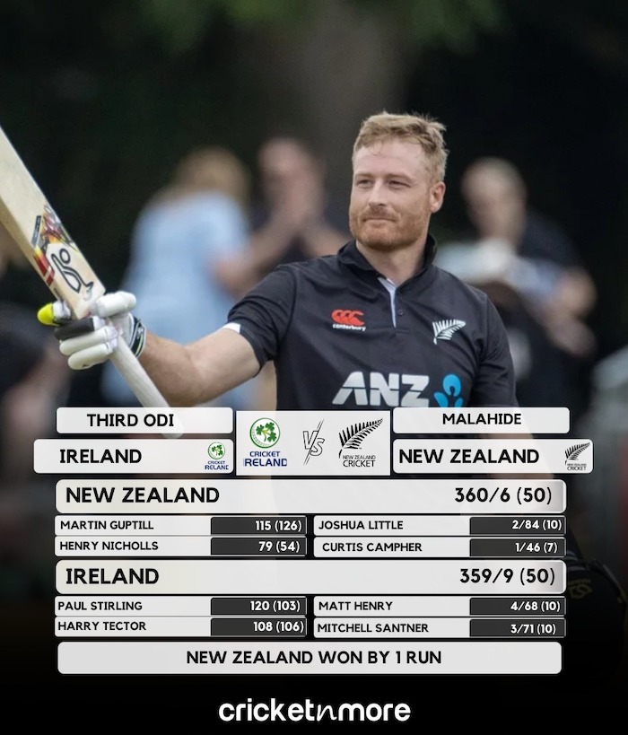 New Zealand Beat Ireland By 1 Run In Thriller 3rd ODI
