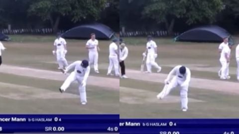 Cricket Image for VIDEO : गुस्सा दिखाना पड़ा भारी, आउट होने के बाद अपने पैर पर मारा बैट