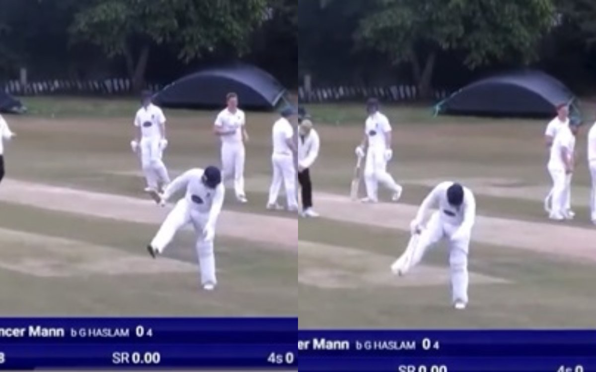 Cricket Image for VIDEO : गुस्सा दिखाना पड़ा भारी, आउट होने के बाद अपने पैर पर मारा बैट