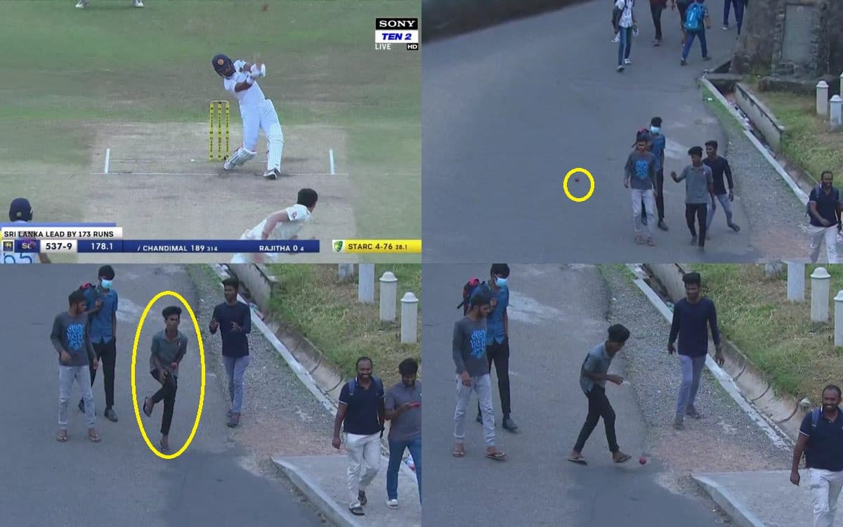VIDEO: दिनेश चांदीमल ने मिचेल स्टार्क की गेंद पर स्टेडियम से बाहर मारा छक्का,सड़क पर लड़के के पेट पर
