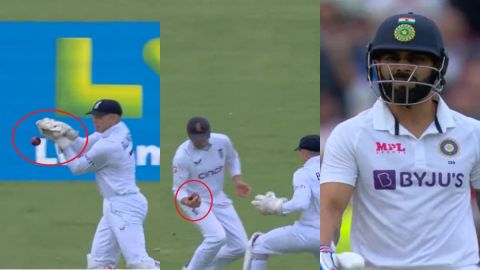 Cricket Image for WATCH: Bad, Bad Luck As Virat Kohli Falls To Joe Root's Rebound Catch 