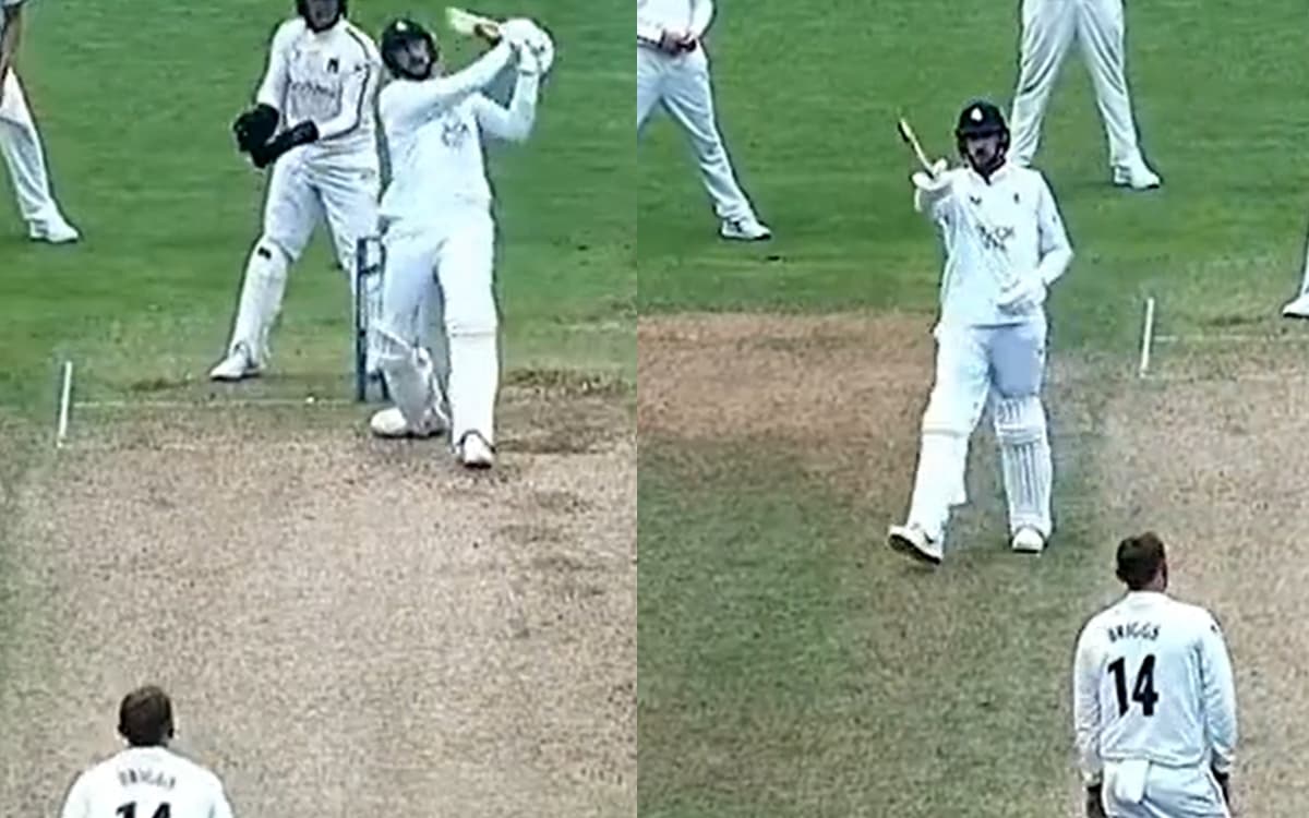 Cricket Image for VIDEO: नंबर 11 पर आया खिलाड़ी मारा छक्का, फिर उठाया बैट; फिर कप्तान ने घोषित कर दी