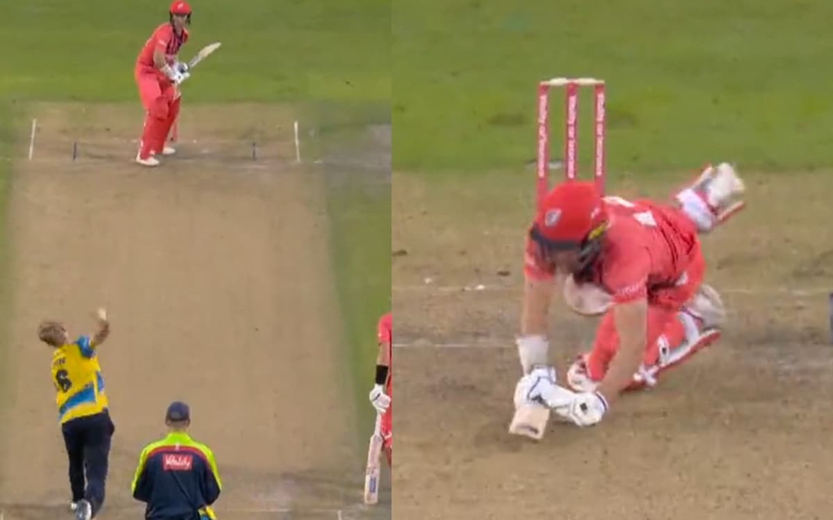 Cricket Image for ओली स्टोन ने फेंकी घातक यॉर्कर, जमीन पर औंधे मुंह गिर पड़ा बल्लेबाज; देखें VIDEO