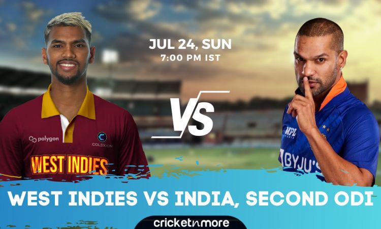 Cricket Image for West Indies vs India, 2nd ODI - Cricket Match Prediction, Fantasy XI Tips & Probab