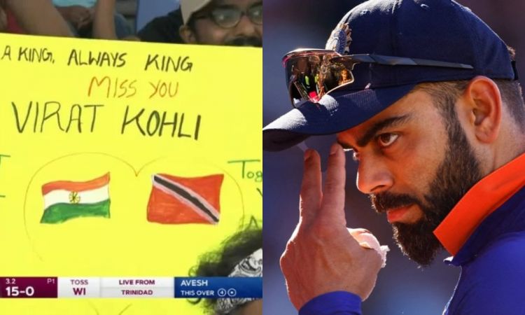 Cricket Image for विंडीज में आई फैंस को कोहली की याद, मिस यू विराट का पोस्टर आया नज़र