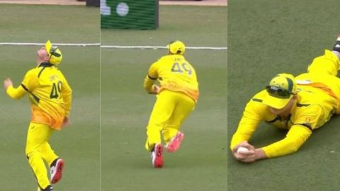 Cricket Image for Aus Vs Zim Steve Smith Blinder Catch To Dismiss Tony Munyonga