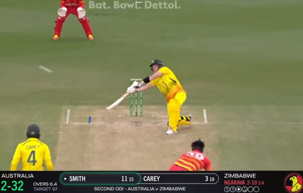 Cricket Image for Aus Vs Zim Steve Smith Shot For Six Over Point Vs Zimbabwe