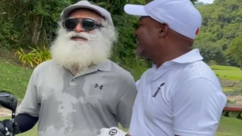 Cricket Image for Brian Lara And Isha Foundation Founder Sadhguru Playing Together