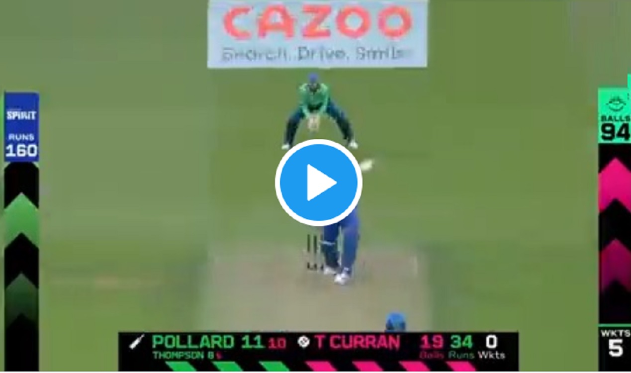 Kieron Pollard one handed shot in the second match of The Hundred Watch Video Kieron Pollard one handed shot in the second match of The Hundred Watch Video