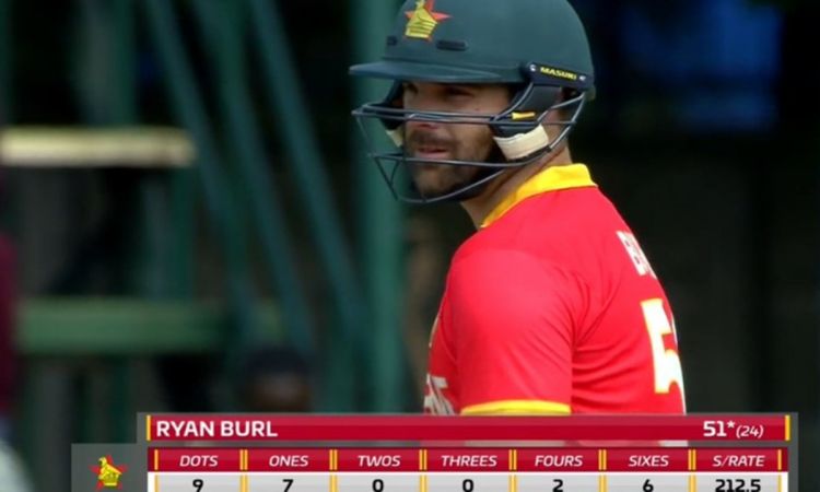 Cricket Image for ZIM vs BAN Ryan Burl hit five 6 against Nasum Ahmed Zimbabwe vs Bangladesh