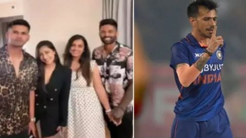 Cricket Image for Shreyas Iyer with Yuzvendra Chahal wife Dhanashree Verma