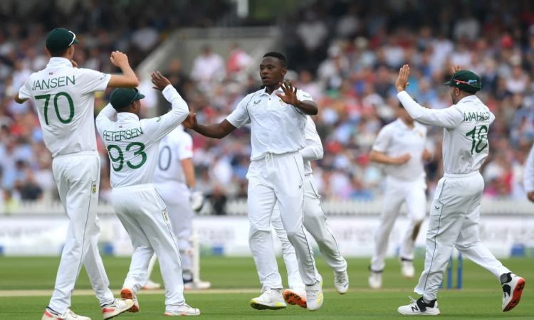 Cricket Image for ENG vs SA 1st Test: Kagiso Rabada Sparks English Top Order Collapse; England Score