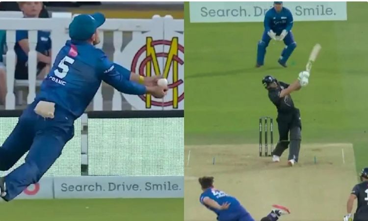 Cricket Image for Mason Crane's Unbelievable Catch In The Hundred After Ball Stays In The Air For 6 