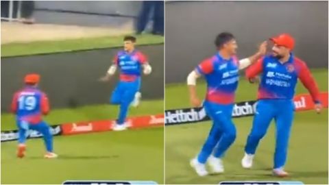 Cricket Image for VIDEO : अंपायर ने फेरा अफगानिस्तान के जश्न पर पानी, आउट मिलना था लेकिन हो गया छक्क