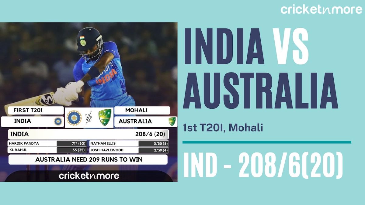 IND vs AUS: Smashing Knocks From Rahul, SKY & Pandya Power India To 208/6 Against Australia In 1st T20I